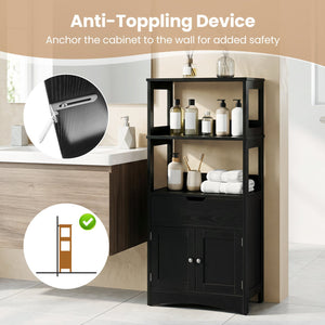 Bathroom Storage Cabinet with Drawer and Shelf Floor Cabinet-Black view 8