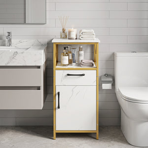 Bathroom Storage Cabinet with Drawer Single Door and Open Shelf-White view 3