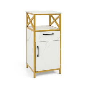 Bathroom Storage Cabinet with Drawer Single Door and Open Shelf-White view 4