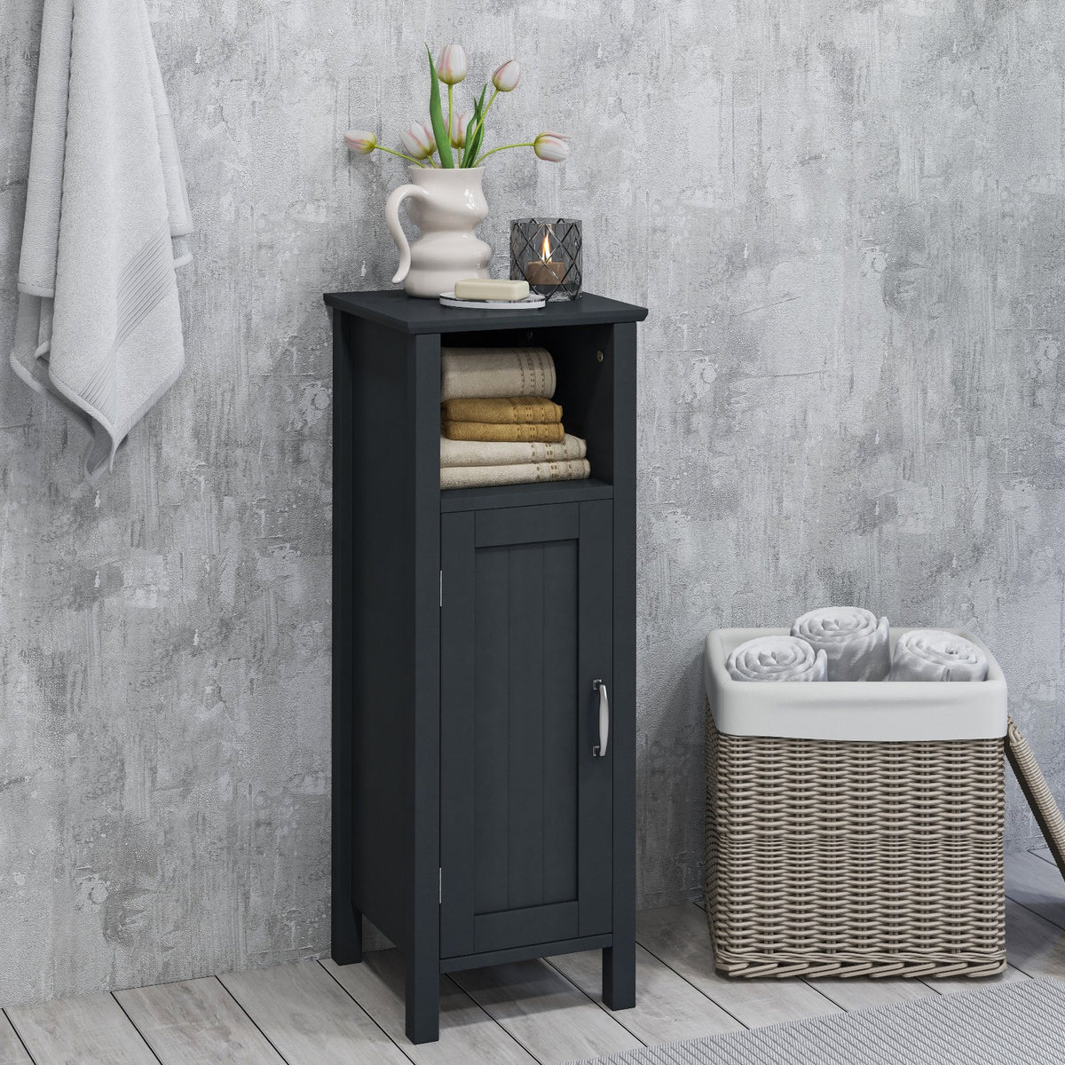 Bathroom Storage Organizer with 2-Tier Cabinet-Black view 3