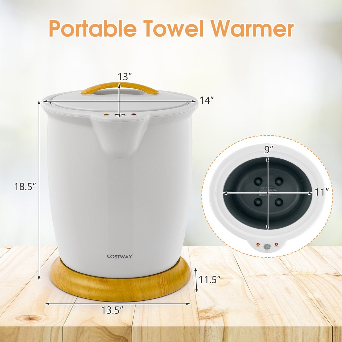 Bathroom Towel Warmer Bucket with Fragrance Holder and Auto Shut-Gray view 3