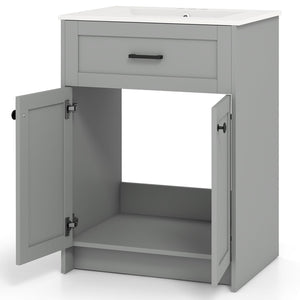 Bathroom Vanity Unit with Basin and 2 Doors-Gray view 4