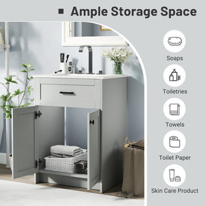 Bathroom Vanity Unit with Basin and 2 Doors-Gray view 7