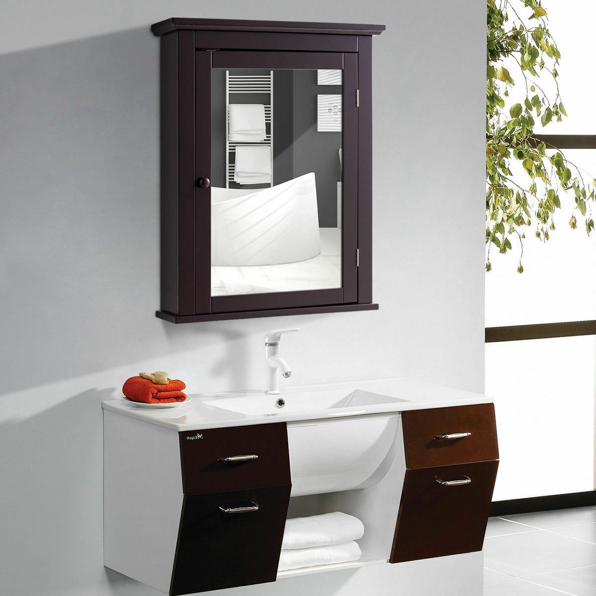 Bathroom Wall Mounted Storage Mirror Medicine Cabinet view 2