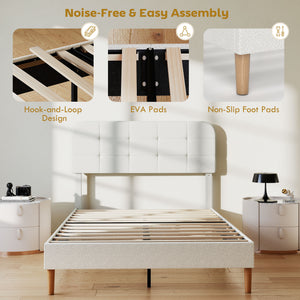 Queen Size Bed Frame with Adjustable Headboard Upholstered Platform Bed Frame with Wood Slat Support Noise – view 5