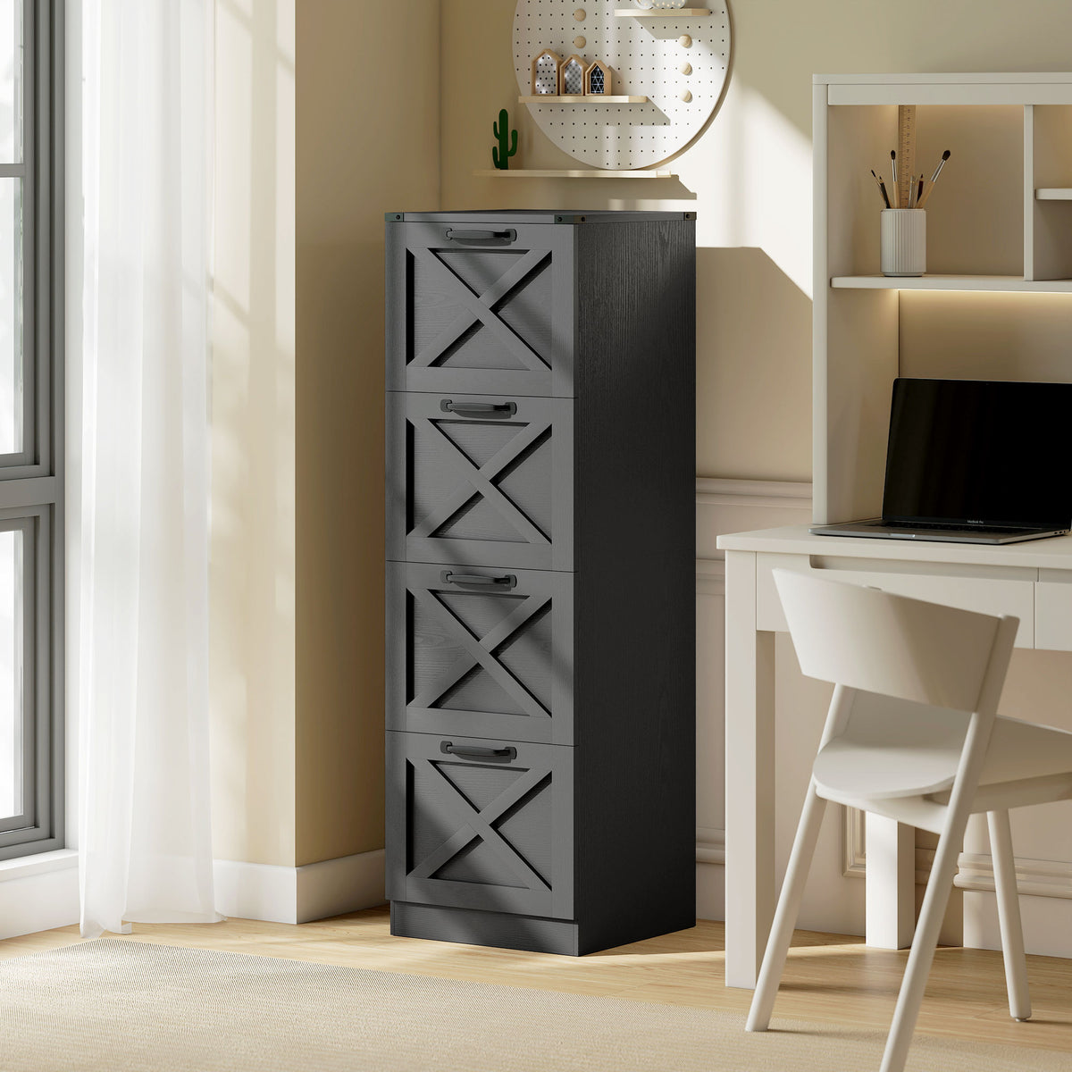 2 Drawer File Cabinet with Silent Slides, Vertical Farmhouse Filing Cabinet Fits Letter/A4 Size Home – view 35