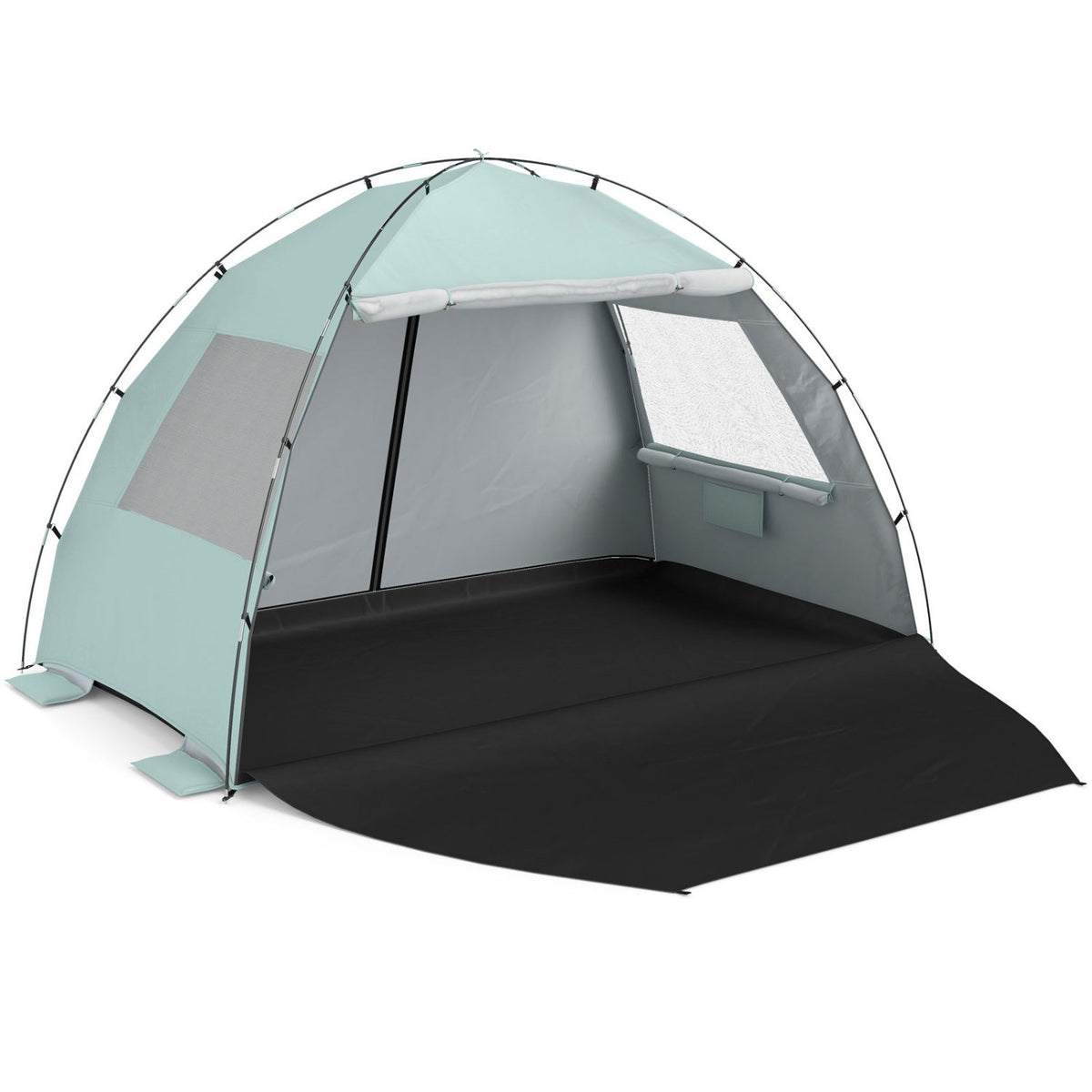 Beach Tent Sun Shelter with Canopy with Extended Floor and Vent Windows-Green