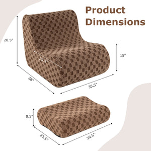 Bean Bag Chair with Ottoman and High Elasticity Sponge-Brown view 4