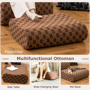 Bean Bag Chair with Ottoman and High Elasticity Sponge-Brown view 6