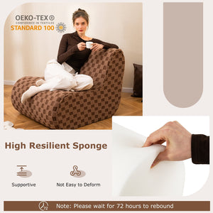 Bean Bag Chair with Ottoman and High Elasticity Sponge-Brown view 9