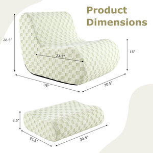 Bean Bag Chair with Ottoman and High Elasticity Sponge-Green view 4