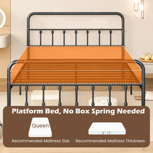 Bed Frame with Headboard and Under Bed Storage Black-Queen Size view 6