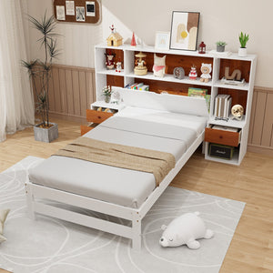 Bed Frame with Storage Headboard and Nightstands-Twin Size view 2