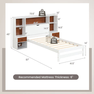 Bed Frame with Storage Headboard and Nightstands-Twin Size view 4