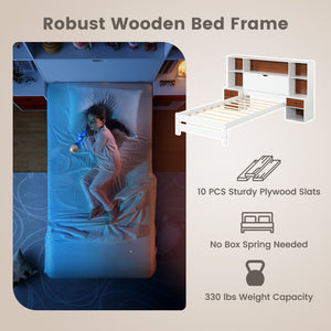 Bed Frame with Storage Headboard and Nightstands-Twin Size view 9