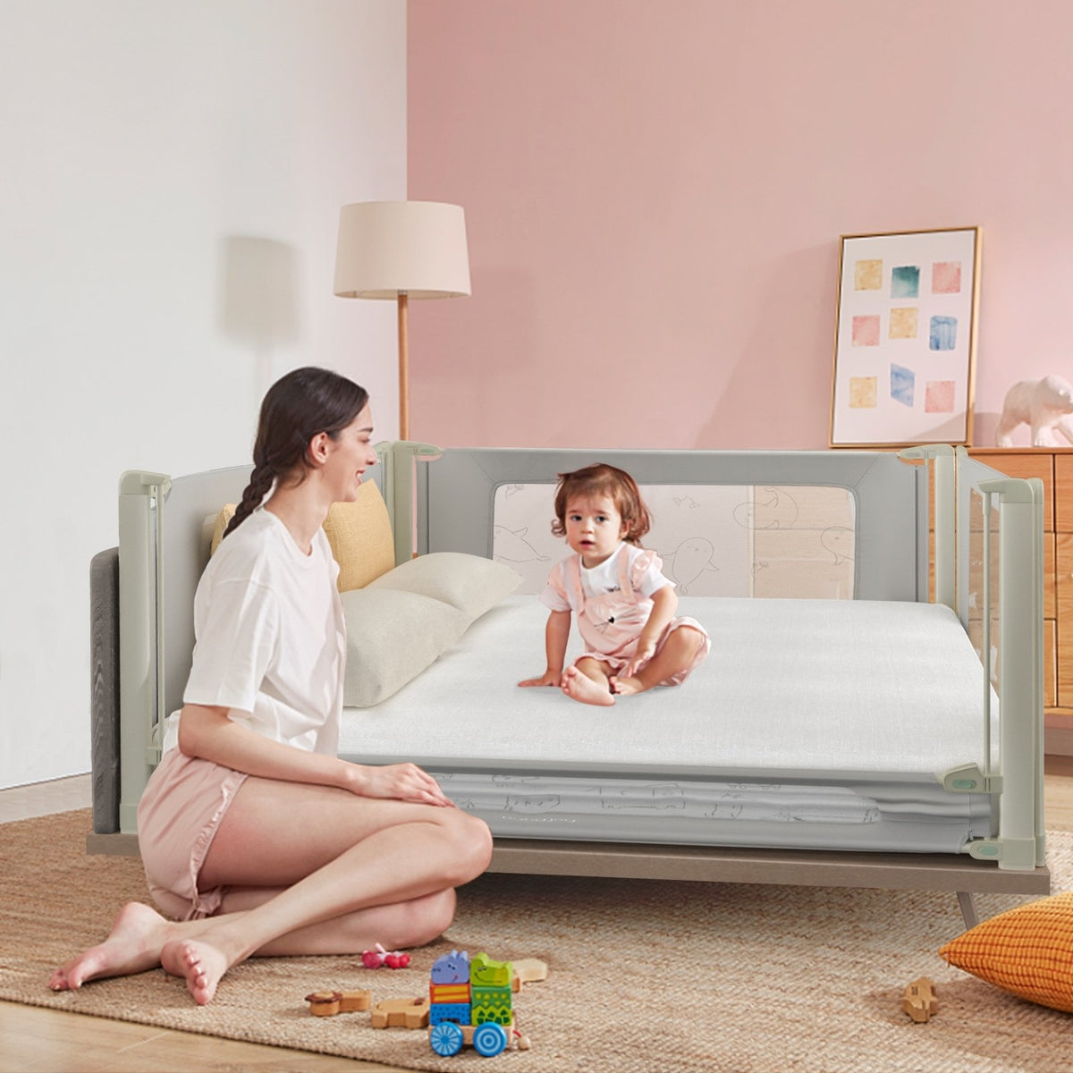 Bed Rail Guard for Toddlers Kid with Adjustable Height and Safety Lock-59 inch view 3