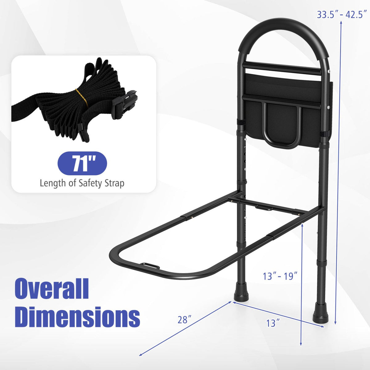 Bed Rails for Elderly Adults Safety Height Adjustable Bed Assist Railings view 3