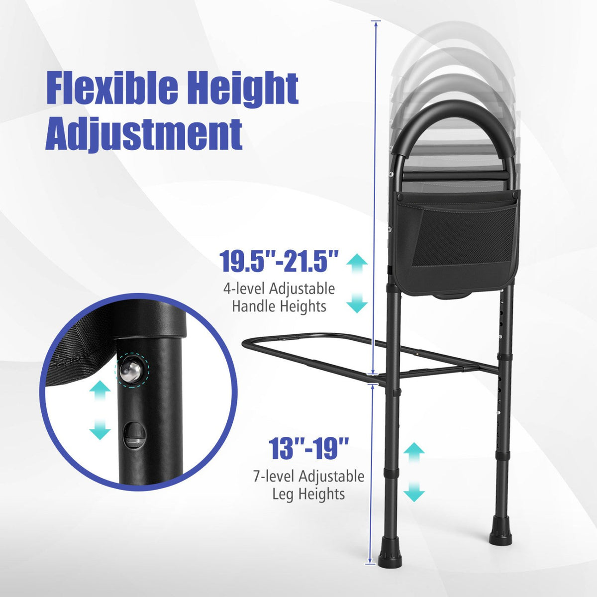 Bed Rails for Elderly Adults Safety Height Adjustable Bed Assist Railings view 4
