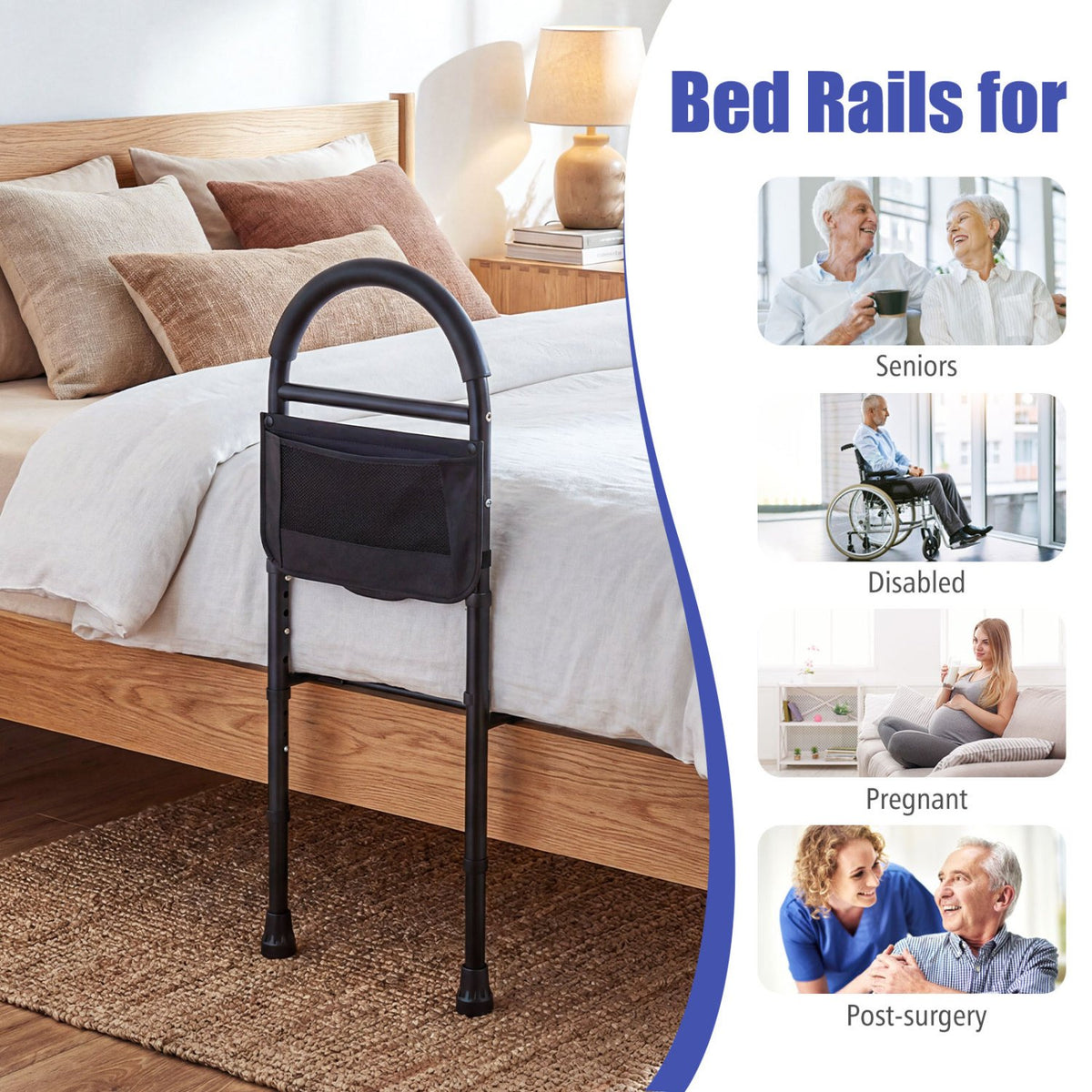 Bed Rails for Elderly Adults Safety Height Adjustable Bed Assist Railings view 7