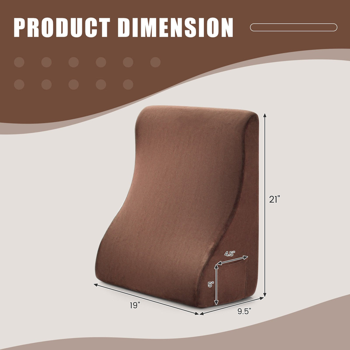 Bed Wedge Pillow with Tablet Pillow Stand and Side Pockets-Brown view 4
