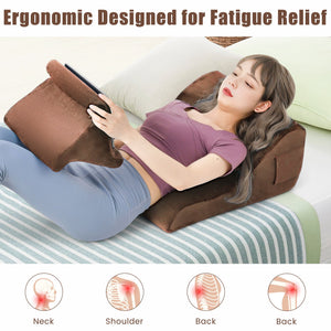 Bed Wedge Pillow with Tablet Pillow Stand and Side Pockets-Brown view 5