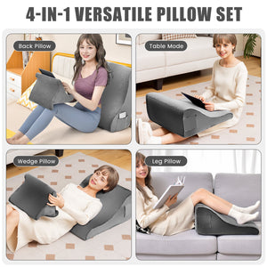 Bed Wedge Pillow with Tablet Pillow Stand and Side Pockets-Gray view 6