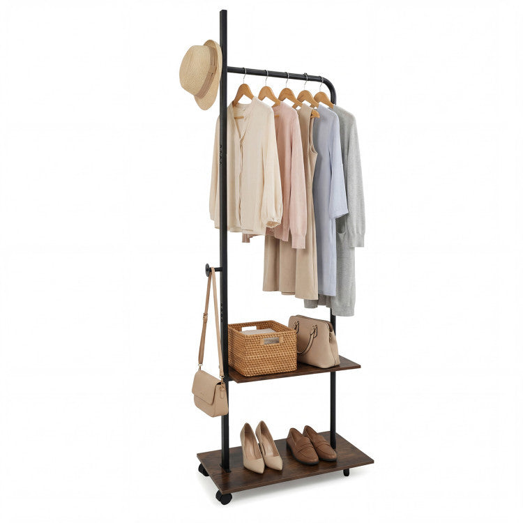 Bedroom Set with 3-Tier Clothes Rack Freestanding Clothing Rack and Dresser Storage Tower view 4