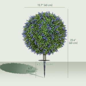 Artificial Plants Faux Lavender Set of 2, UV Protected Fake Plants with Ground Stakes for Indoor Outdoor Decor, Purple