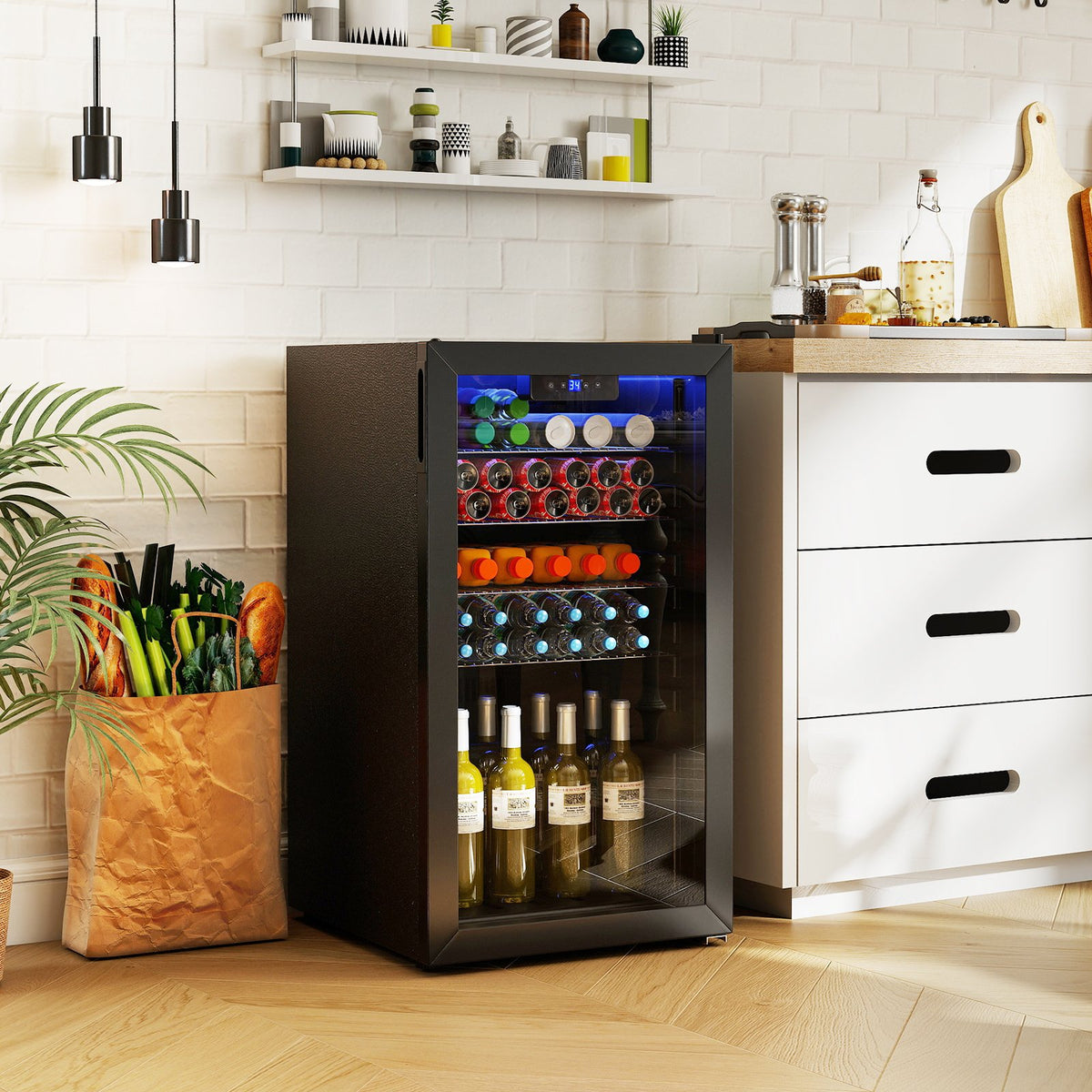 Beverage Refrigerator Cooler with Glass Door-Black view 2