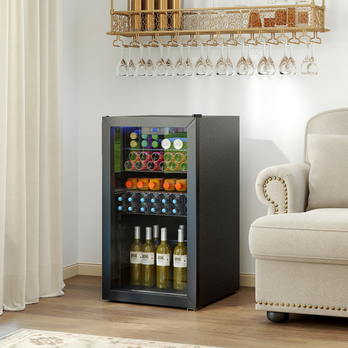 Beverage Refrigerator Cooler with Glass Door-Black view 3