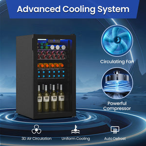 Beverage Refrigerator Cooler with Glass Door-Black view 6