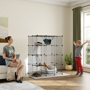 4 Tier DIY Cat Cage Indoor, Catio for 1-3 Cats with Hammock, 5 Doors, 3 Ramps, 3 Jumping Platforms – view 21