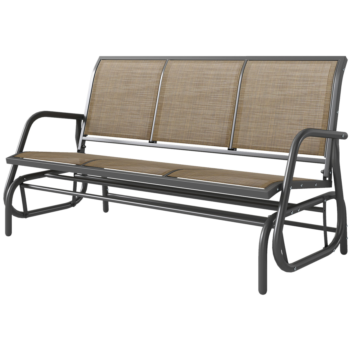 3-Seat Outdoor Glider Chair, Patio Rocking Chair, Steel Frame, Sling Fabric Seat for Garden, Backyard – view 15