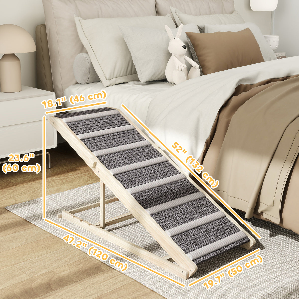 Dog Ramp for Couch, Foldable Pet Ramp for Small to Large Dog, 4 Adjustable Height from 14" to 20"