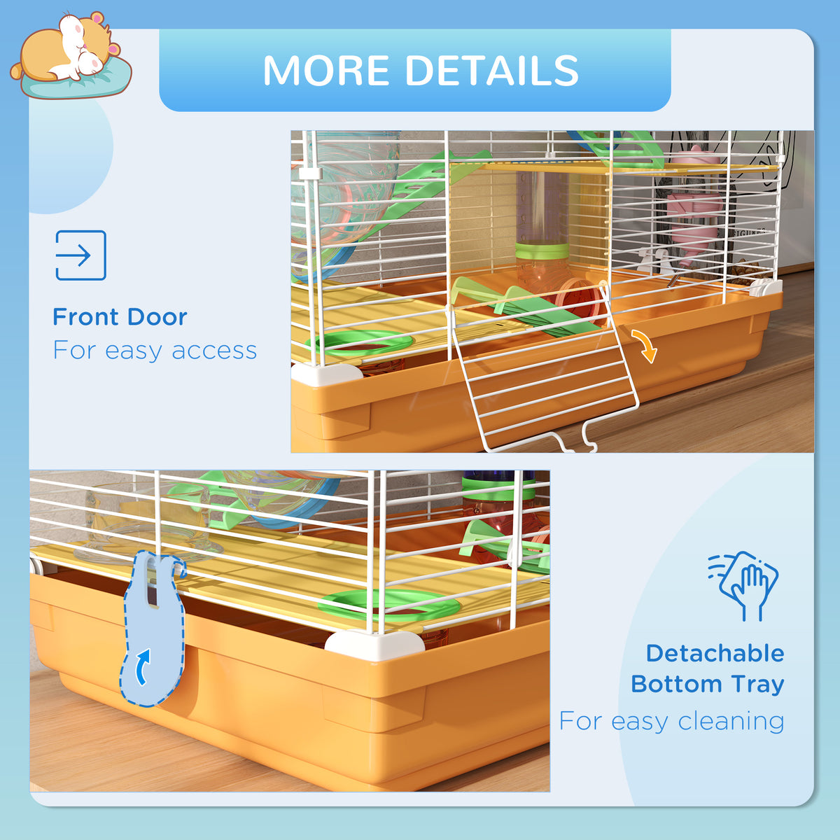 5 Tiers Hamster Cage Portable with Exercise Wheels Play Tube Water Bottle Dishes House Ladder for Gerbils – view 27
