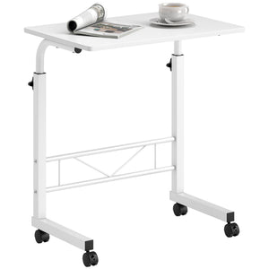 Mobile Standing Desk with Adjustable Height, 23.5 inch Stand Up Desk with Wheels, Natural Wood