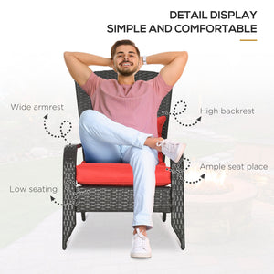 Patio Wicker Adirondack Chair, Outdoor Rattan Muskoka Chair with Cushions for Patio, Garden, Backyard, Cream