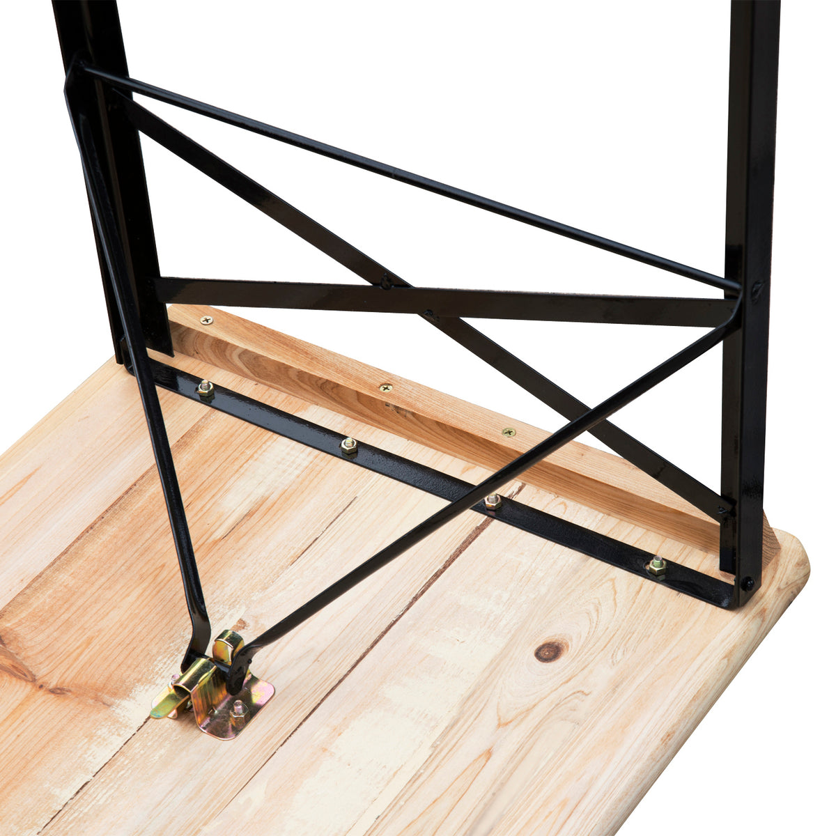 3 Pieces Folding Picnic Table Set, Portable Folding Picnic Table and Benches with Steel Frame for Garden, Park, Natural Wood