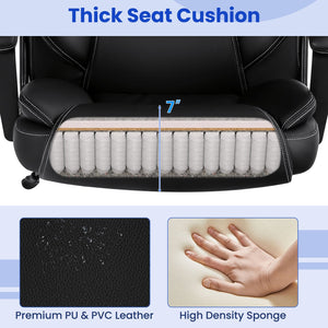 Massage Executive Office Chair with 6 Vibrating Points-Black view 9