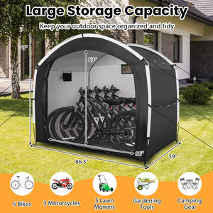 Bike Storage Shed Tent with PU4000MM Waterproof 210D Oxford Fabric for 5 Bikes view 5