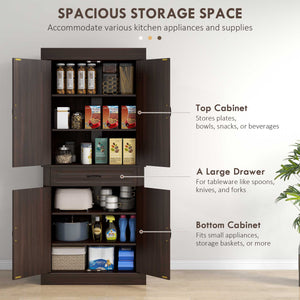 71" Freestanding Kitchen Pantry with 4 Doors and 2 Cabinets, Tall Storage Cabinet for Kitchen – view 10