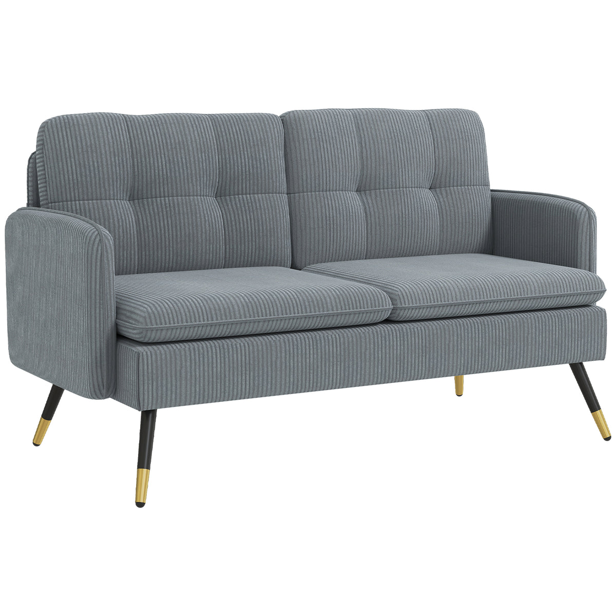 55" Loveseat Sofa, Linen Love Seat w/ S spring, Steel Legs and Button Tufting, Small Couch for Living Room – view 29
