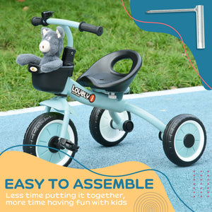 Qaba Tricycle for Toddler 2-5 Year Old Girls and Boys, Toddler Bike with Adjustable Seat, Basket, Bell