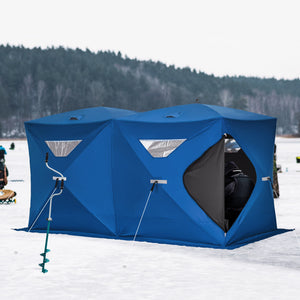 5-8 Person Pop-up Ice Fishing Shelter, Portable Ice Fishing Tent, Blue – view 7