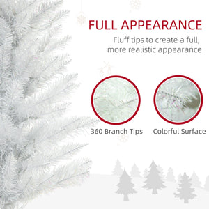 6' Prelit Christmas Trees, Pencil Artificial Christmas Tree with Colourful Surface Tips, Colourful LED Lights, White