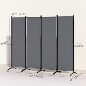 Folding Room Divider, Privacy Screen for Home Office Bedroom, 5.6FT Tall, Dark Grey – view 2