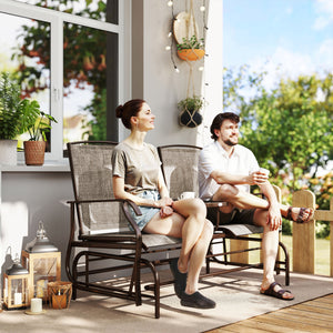 Patio Glider Rocking Chair 2 Person Outdoor Loveseat Rocker Garden Furniture Bench, Grey – view 14