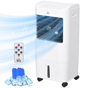 Cooling Fan for Bedroom with Ice Pack, Tower Fan with Remote Control, 3 Modes, 3 Speeds, 7.5H Timer, White