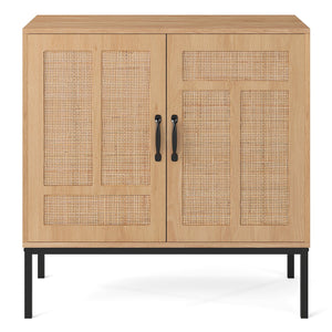 Boho Storage Cabinet with Asymmetrical Pattern Doors for Kitchen-Natural view 4