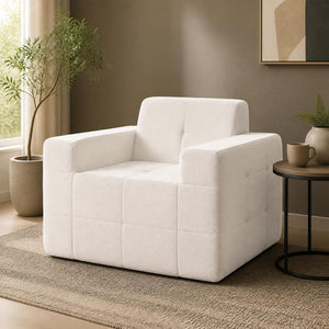 Boneless Single Sofa Chair Cloud Sofa with Terry Cloth Upholstery-Beige view 3